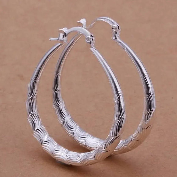 Classical Big Hollow Hook Earring women 925 Sterling Silver wedding Jewelry gift - Gemstone Gold
