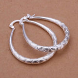 Classical Big Hollow Hook Earring women 925 Sterling Silver wedding Jewelry gift - Gemstone Gold