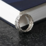 Cracked Stone Pattern Ring For Men 925 Silver Retro Male Jewelry - Genuine - Gemstone