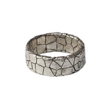 Cracked Stone Pattern Ring For Men 925 Silver Retro Male Jewelry - Genuine - Gemstone