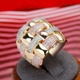 Cross Line Zircon Ring Women Anniverssary Bridal Jewelry - Genuine - Gemstone