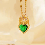 Crown Love Sparkling Pendant Necklace Inlaid Ladies Wedding Gift - Gemstone Gold