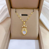 Crown Love Sparkling Pendant Necklace Inlaid Ladies Wedding Gift - Gemstone Gold