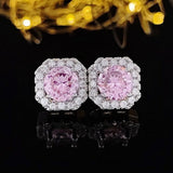 Cushion Pink Zircon Jewelry Set Ring Earrings Engagement For Women - Genuine - Gemstone