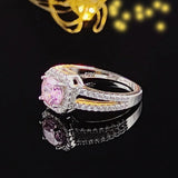 Cushion Pink Zircon Jewelry Set Ring Earrings Engagement For Women - Genuine - Gemstone