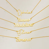 Custom Name Pendant Necklace for Women Personalised Cursive Letter Jewelry - Gemstone Gold