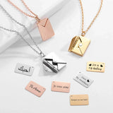 Customized Envelope Pendant Necklace Lover Couple Personalized Name Jewelry - Gemstone Gold