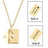 Customized Envelope Pendant Necklace Lover Couple Personalized Name Jewelry - Gemstone Gold