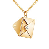 Customized Envelope Pendant Necklace Lover Couple Personalized Name Jewelry - Gemstone Gold