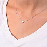 Cut Name Letter Pendant Necklace for Women Initial Jewelry - Genuine - Gemstone