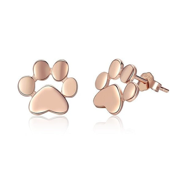 Cute Dog Footprints Stud Earrings Women Anniversary Jewelry - Genuine - Gemstone