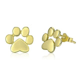 Cute Dog Footprints Stud Earrings Women Anniversary Jewelry - Genuine - Gemstone