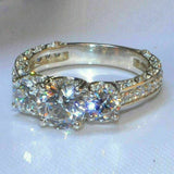 Dazzling Silver Engagement Ring Women Zircon Wedding Jewelry - Genuine - Gemstone