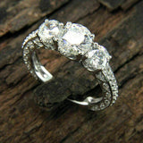 Dazzling Silver Engagement Ring Women Zircon Wedding Jewelry - Genuine - Gemstone