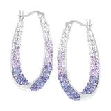 Double Rhinestone Big Circle Hoop Earrings Women Wedding Engagement Jewelry - Gemstone Gold