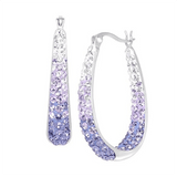 Double Rhinestone Big Circle Hoop Earrings Women Wedding Engagement Jewelry - Gemstone Gold