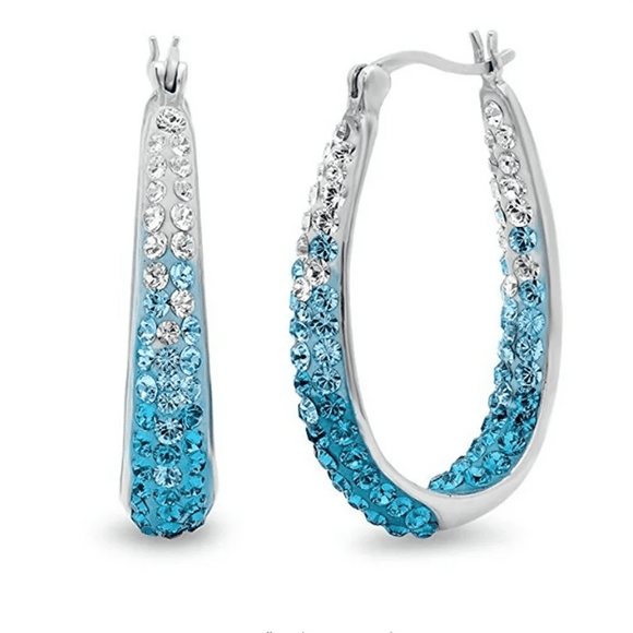 Double Rhinestone Big Circle Hoop Earrings Women Wedding Engagement Jewelry - Gemstone Gold