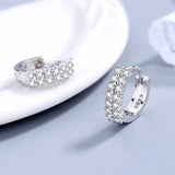 Double row crystal Round Earrings Stud 925 Sterling silver for women Jewelry - Gemstone Gold