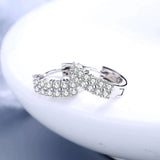 Double row crystal Round Earrings Stud 925 Sterling silver for women Jewelry - Gemstone Gold