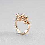 Elegant Bead Golden Ring Yellow Engagement Women's Wedding Jewelry - Genuine - Gemstone