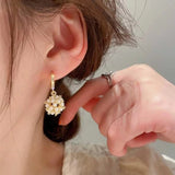 Elegant Pearl Ball Drop Earrings for Women Wedding party Jewelry Gifts - Gemstone Gold