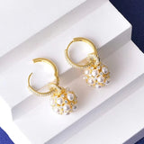 Elegant Pearl Ball Drop Earrings for Women Wedding party Jewelry Gifts - Gemstone Gold