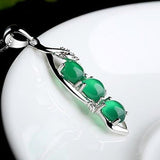 Emerald Pendant Necklace Gemstone Women Silver Wedding Jewelry - Genuine - Gemstone