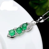 Emerald Pendant Necklace Gemstone Women Silver Wedding Jewelry - Genuine - Gemstone