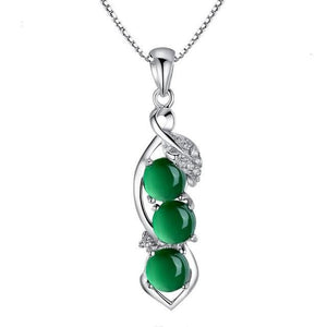 Emerald Pendant Necklace Gemstone Women Silver Wedding Jewelry - Genuine - Gemstone