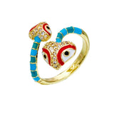 Enamel Expoxy Snake Rings For Women Zircon Party Jewelry Female - Gemstone Gold