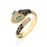 Enamel Expoxy Snake Rings For Women Zircon Party Jewelry Female - Gemstone Gold