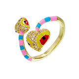 Enamel Expoxy Snake Rings For Women Zircon Party Jewelry Female - Gemstone Gold