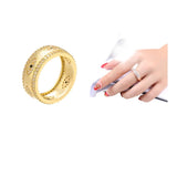 Engrave Gold Round Ring Women Engagement Birthday Gift Party - Genuine - Gemstone