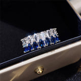 Eternity Sapphire Promise Ring Women Daily Wear Wedding Jewelry - Genuine - Gemstone