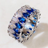 Eternity Sapphire Promise Ring Women Daily Wear Wedding Jewelry - Genuine - Gemstone