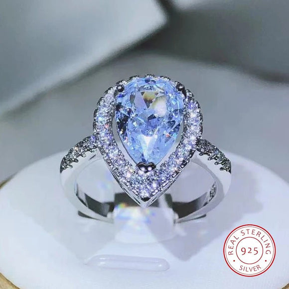 Exquisite drop Water white ring zircon diamond for ladies jewelry Wedding - Gemstone Gold