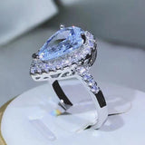 Exquisite drop Water white ring zircon diamond for ladies jewelry Wedding - Gemstone Gold