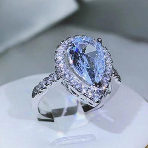 Exquisite drop Water white ring zircon diamond for ladies jewelry Wedding - Gemstone Gold