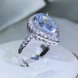 Exquisite drop Water white ring zircon diamond for ladies jewelry Wedding - Gemstone Gold