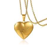 Family Image Name Necklaces Heart Locket Pendant Customize Picture Women Jewelry - Gemstone Gold