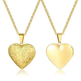 Family Image Name Necklaces Heart Locket Pendant Customize Picture Women Jewelry - Gemstone Gold