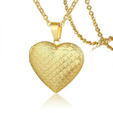 Family Image Name Necklaces Heart Locket Pendant Customize Picture Women Jewelry - Gemstone Gold