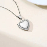 Family Image Name Necklaces Heart Locket Pendant Customize Picture Women Jewelry - Gemstone Gold