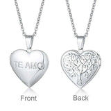 Family Image Name Necklaces Heart Locket Pendant Customize Picture Women Jewelry - Gemstone Gold