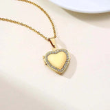 Family Image Name Necklaces Heart Locket Pendant Customize Picture Women Jewelry - Gemstone Gold