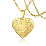 Family Image Name Necklaces Heart Locket Pendant Customize Picture Women Jewelry - Gemstone Gold