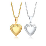 Family Image Name Necklaces Heart Locket Pendant Customize Picture Women Jewelry - Gemstone Gold