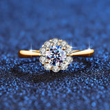 Flower 0.5ct 5mm Moissanite Ring Wedding Engagement Women Jewelry - Genuine - Gemstone