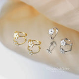 Flower Gold Earrings For Women 925 Sterling Silver Gift Jewelry - Gemstone Gold