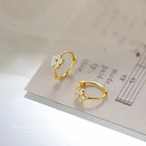 Flower Gold Earrings For Women 925 Sterling Silver Gift Jewelry - Gemstone Gold